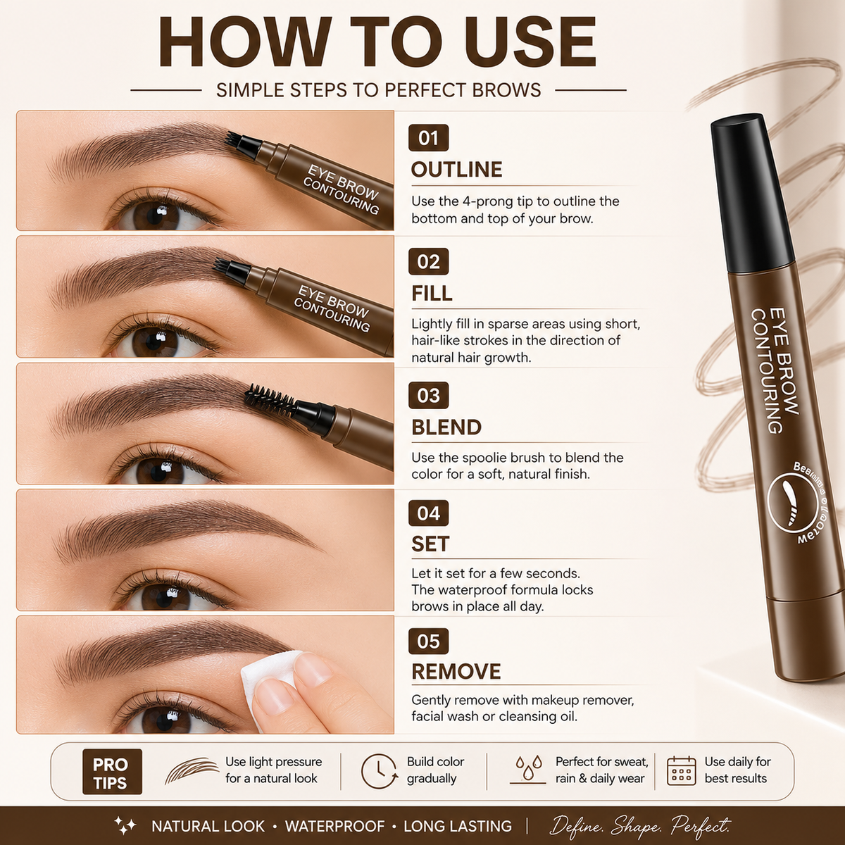 Micro Eyebrow Pencil | Ultra Fine Precision Brow Pencil for Natural-Looking, Waterproof & Long-Lasting Eyebrows