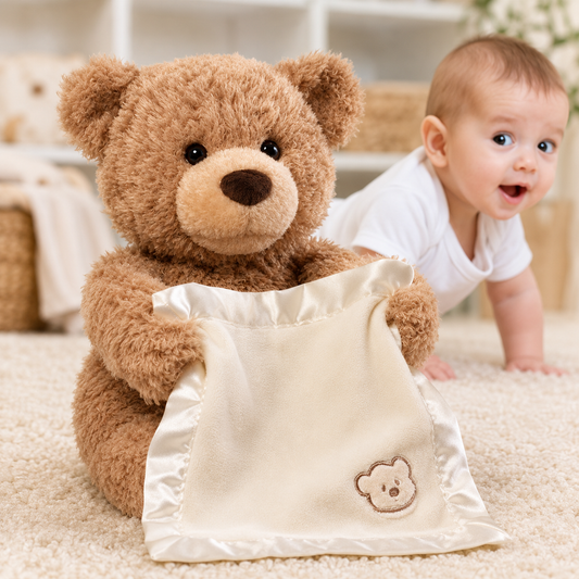 Peekaboo Teddy Bear | Interactive Bear with Peekaboo Ears | Soft Stuffed Toy for Babies & Kids