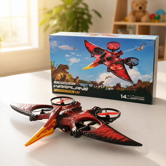 Pterosaur Warplane Flying Dino Drone | RC Dinosaur Aircraft with Gliding Flight & Rechargeable Remote Control Toy