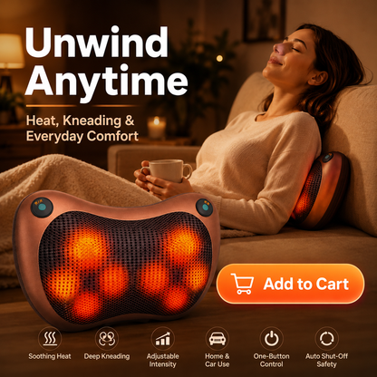 Electric Neck and Body Massage Pillow | Heated Shiatsu Deep Tissue Massager for Neck, Shoulders, Back & Legs