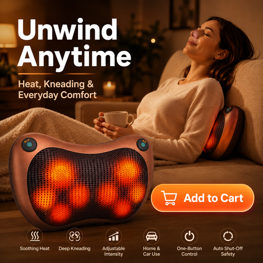 Electric Neck and Body Massage Pillow | Heated Shiatsu Deep Tissue Massager for Neck, Shoulders, Back & Legs