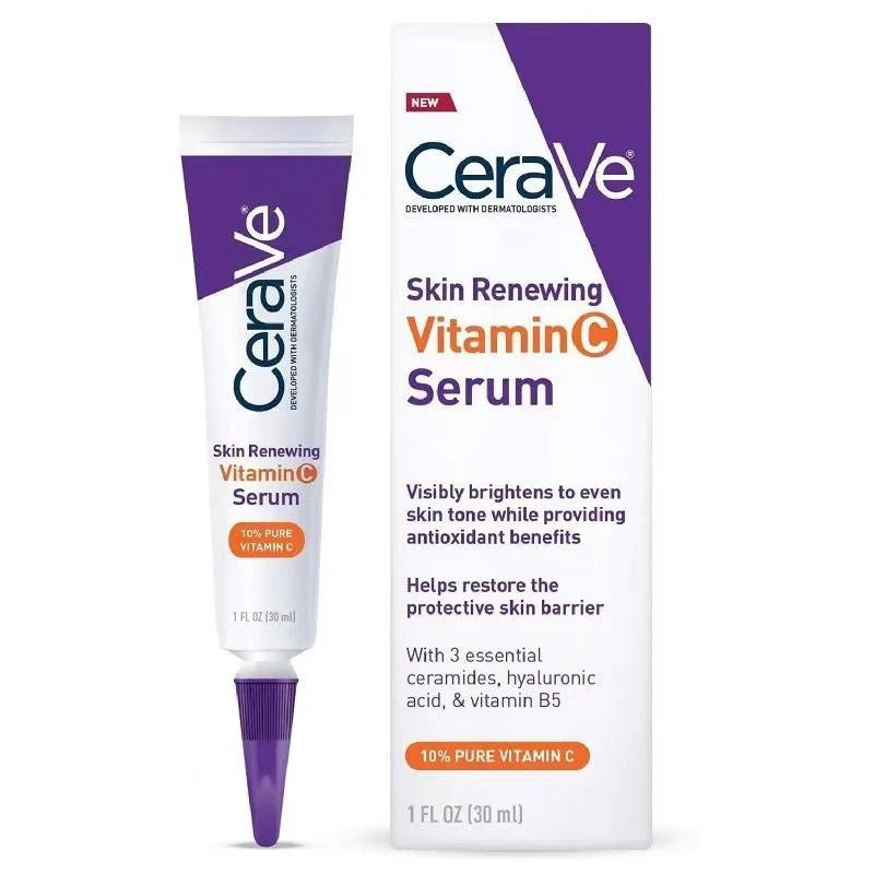 CeraVe Skin Renewing Vitamin C Serum | 10% Pure Vitamin C Brightening Serum with Ceramides & Hyaluronic Acid | Anti-Aging Face Serum