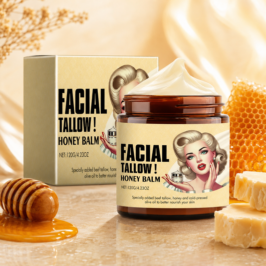Facial Tallow Honey Balm | Deep Moisturizing Face Balm with Grass-Fed Beef Tallow & Raw Honey | Natural Skin Barrier Repair Cream