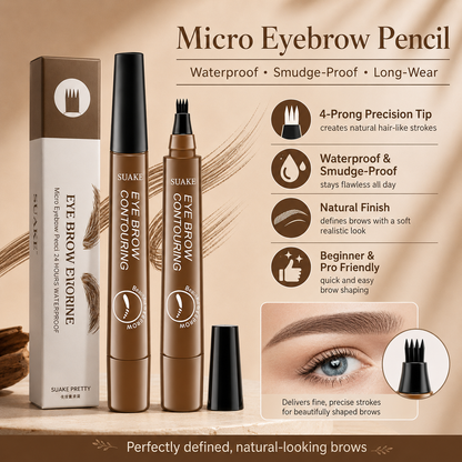 Micro Eyebrow Pencil | Ultra Fine Precision Brow Pencil for Natural-Looking, Waterproof & Long-Lasting Eyebrows