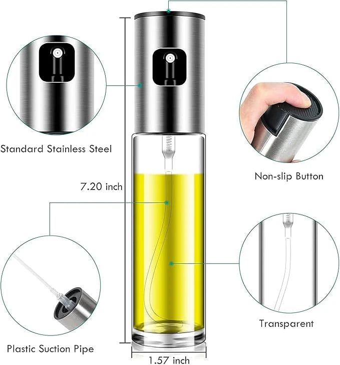 Oil Spray Bottle | Refillable Olive Oil Sprayer for Cooking, BBQ, Air Fryer & Salad