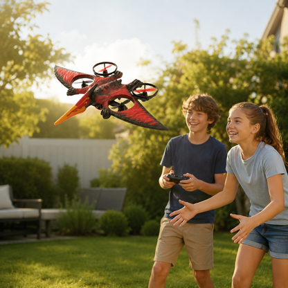 Pterosaur Warplane Flying Dino Drone | RC Dinosaur Aircraft with Gliding Flight & Rechargeable Remote Control Toy