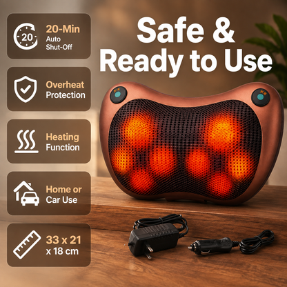Electric Neck and Body Massage Pillow | Heated Shiatsu Deep Tissue Massager for Neck, Shoulders, Back & Legs