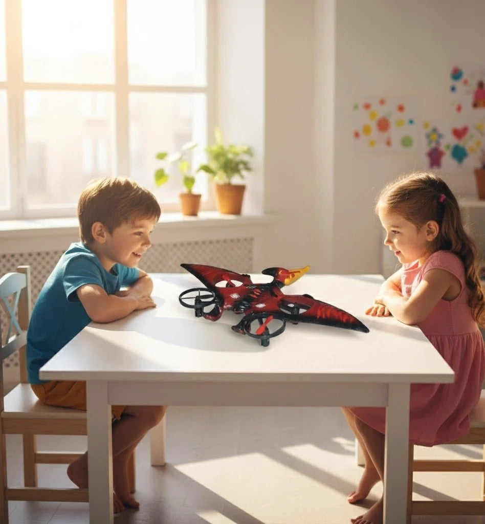 Pterosaur Warplane Flying Dino Drone | RC Dinosaur Aircraft with Gliding Flight & Rechargeable Remote Control Toy