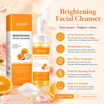 Turmeric Facial Cleanser | Brightening Face Wash for Dark Spots, Acne & Glowing Skin | Gentle Daily Cleanser for All Skin Types