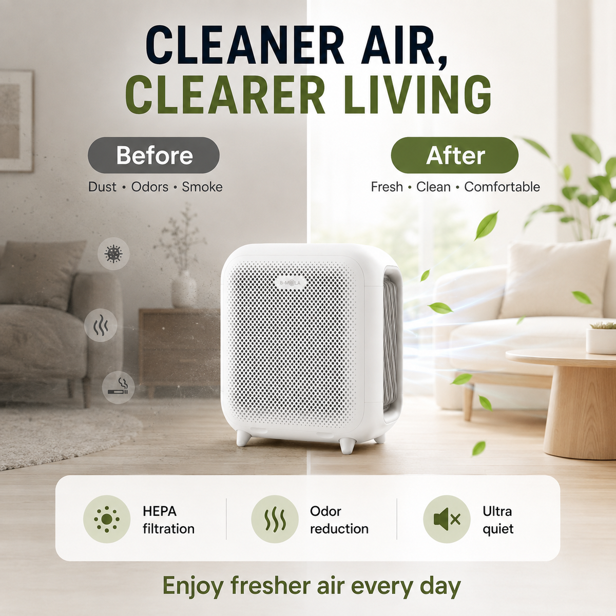 Air Purifier BM-50 | Portable  Air Cleaner for Home, Office & Bedroom