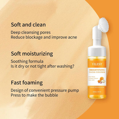 Turmeric Facial Cleanser | Brightening Face Wash for Dark Spots, Acne & Glowing Skin | Gentle Daily Cleanser for All Skin Types