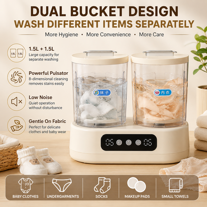 Double-Bucket Mini Washing Machine | Portable Twin Tub Washer & Spin Dryer for Home, Dorm & Travel