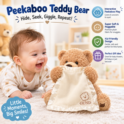 Peekaboo Teddy Bear | Interactive Bear with Peekaboo Ears | Soft Stuffed Toy for Babies & Kids