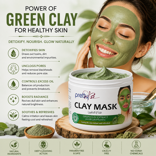 Green Clay Face Mask | Deep Cleansing Clay Mask with Green Clay Extract | Pore Minimizing & Oil Control Facial Mask for All Skin Types