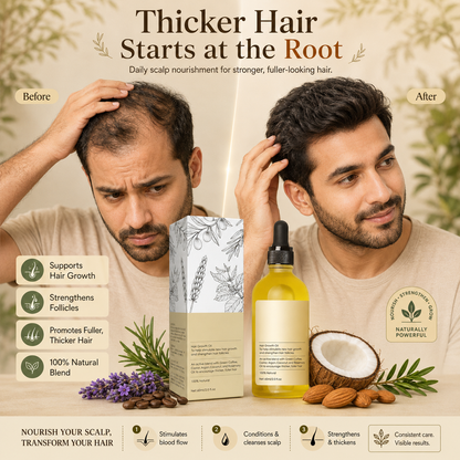 Hair Growth Oil for Men & Women | Natural Scalp Treatment for Thicker, Stronger & Healthier Hair | Nourishing Hair Regrowth Oil
