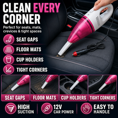 Portable Car Vacuum Cleaner | High Power Cordless Mini Handheld Vacuum for Car, Home & Office