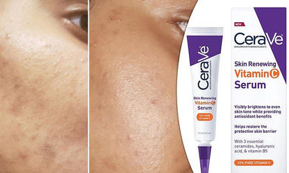 CeraVe Skin Renewing Vitamin C Serum | 10% Pure Vitamin C Brightening Serum with Ceramides & Hyaluronic Acid | Anti-Aging Face Serum