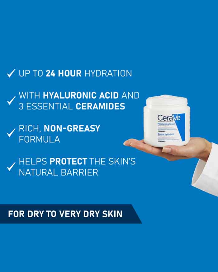 CeraVe Moisturizing Cream for Face & Body | Daily Hydrating Moisturizer with Ceramides & Hyaluronic Acid | Dry to Very Dry Skin