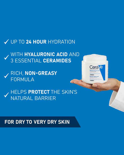 CeraVe Moisturizing Cream for Face & Body | Daily Hydrating Moisturizer with Ceramides & Hyaluronic Acid | Dry to Very Dry Skin