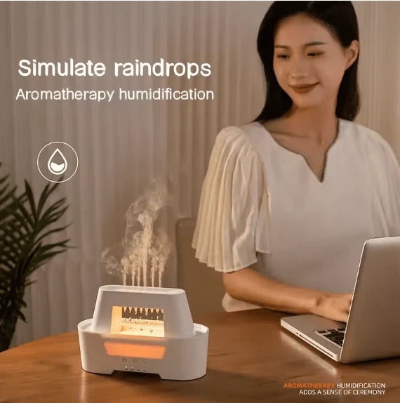 Raindrop Aroma Humidifier | LED Rain Cloud Essential Oil Diffuser & Cool Mist Air Humidifier