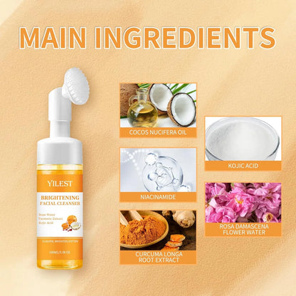 Turmeric Facial Cleanser | Brightening Face Wash for Dark Spots, Acne & Glowing Skin | Gentle Daily Cleanser for All Skin Types