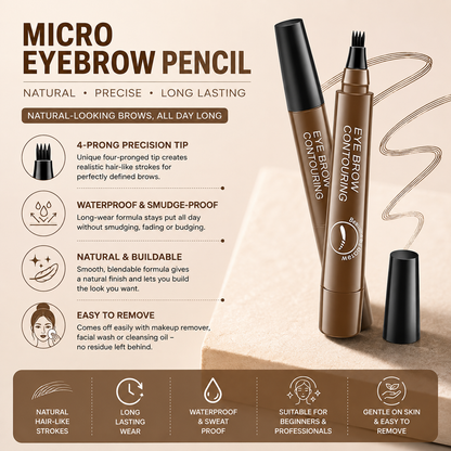 Micro Eyebrow Pencil | Ultra Fine Precision Brow Pencil for Natural-Looking, Waterproof & Long-Lasting Eyebrows