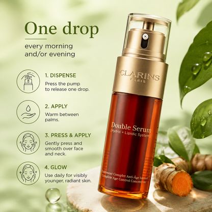 Clarins Paris Age-Defying Double Serum | Anti-Aging Face Serum for Firming, Hydration & Wrinkle Reduction | Youthful Glow Skincare