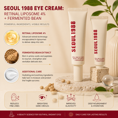 Seoul 1988 Eye Cream | Anti-Aging Korean Eye Cream for Dark Circles, Puffiness & Fine Lines | Hydrating Under Eye Treatment