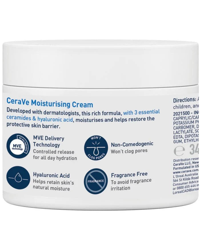 CeraVe Moisturizing Cream for Face & Body | Daily Hydrating Moisturizer with Ceramides & Hyaluronic Acid | Dry to Very Dry Skin