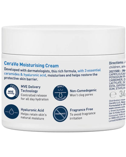 CeraVe Moisturizing Cream for Face & Body | Daily Hydrating Moisturizer with Ceramides & Hyaluronic Acid | Dry to Very Dry Skin