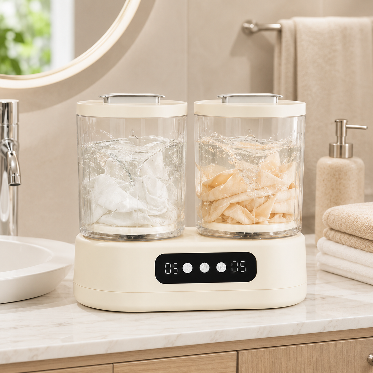 Double-Bucket Mini Washing Machine | Portable Twin Tub Washer & Spin Dryer for Home, Dorm & Travel
