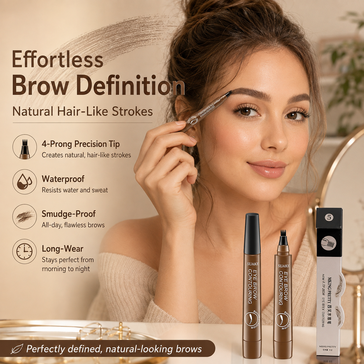 Micro Eyebrow Pencil | Ultra Fine Precision Brow Pencil for Natural-Looking, Waterproof & Long-Lasting Eyebrows
