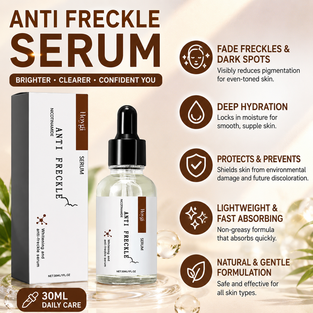 Anti Freckle Serum for Dark Spots & Pigmentation – Brightening Niacinamide Face Serum 30ml