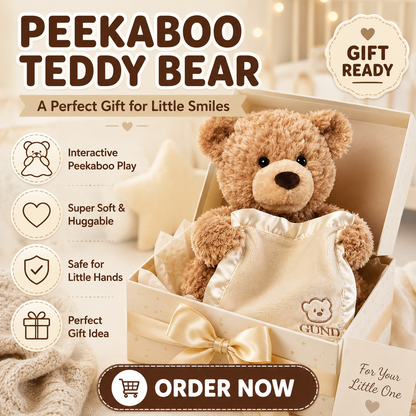 Peekaboo Teddy Bear | Interactive Bear with Peekaboo Ears | Soft Stuffed Toy for Babies & Kids
