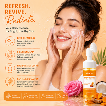 Turmeric Facial Cleanser | Brightening Face Wash for Dark Spots, Acne & Glowing Skin | Gentle Daily Cleanser for All Skin Types