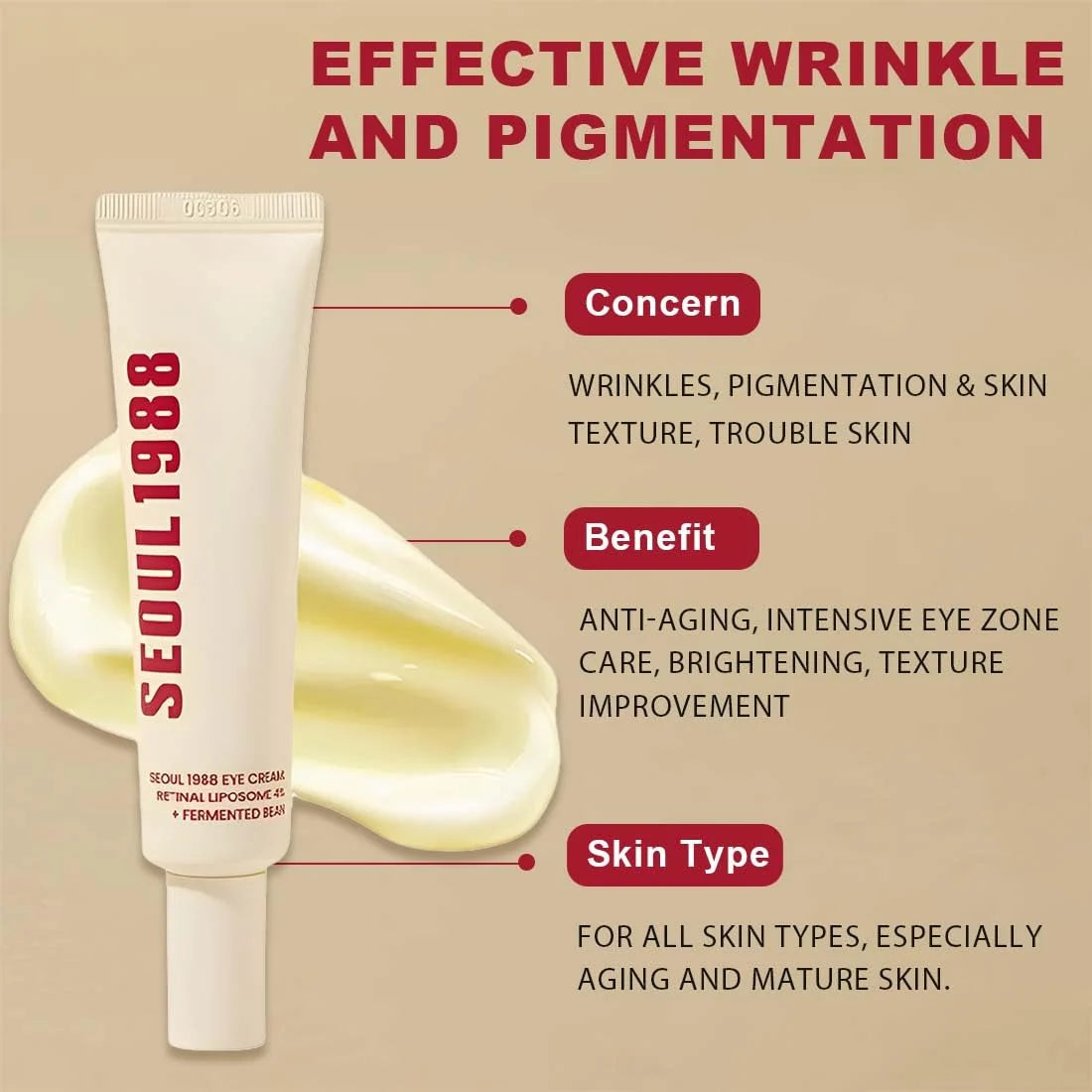Seoul 1988 Eye Cream | Anti-Aging Korean Eye Cream for Dark Circles, Puffiness & Fine Lines | Hydrating Under Eye Treatment