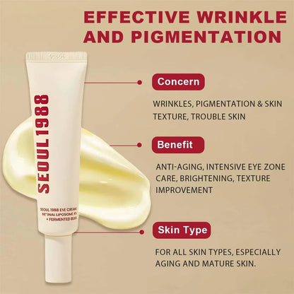 Seoul 1988 Eye Cream | Anti-Aging Korean Eye Cream for Dark Circles, Puffiness & Fine Lines | Hydrating Under Eye Treatment