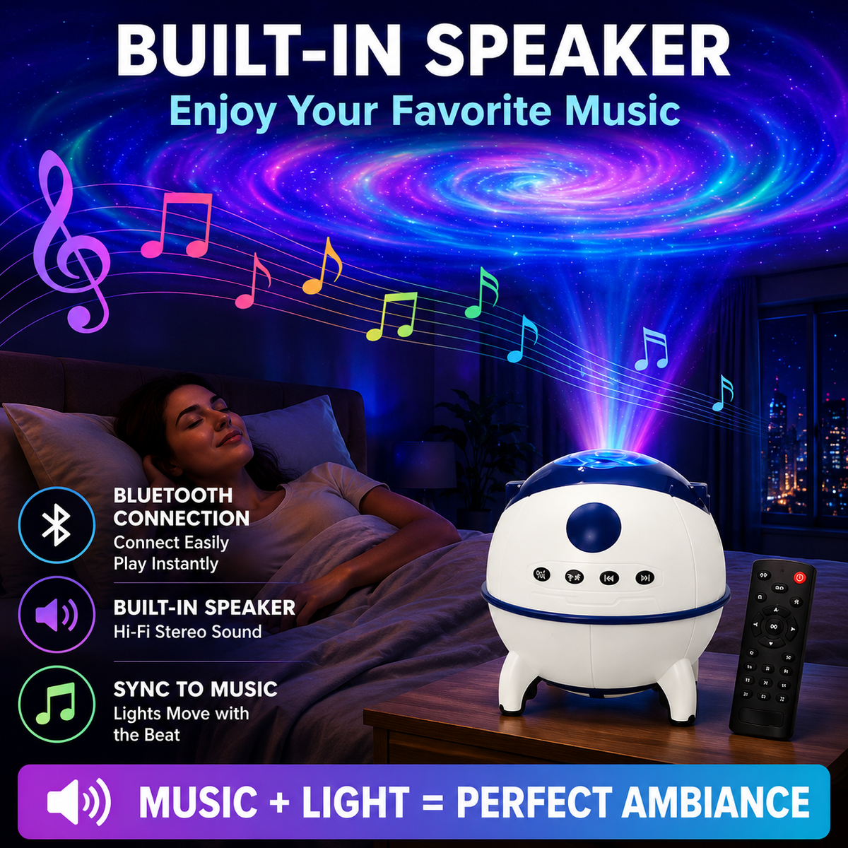 Galaxy Light Lamp | LED Star Projector Night Light with Aurora & Nebula Effects