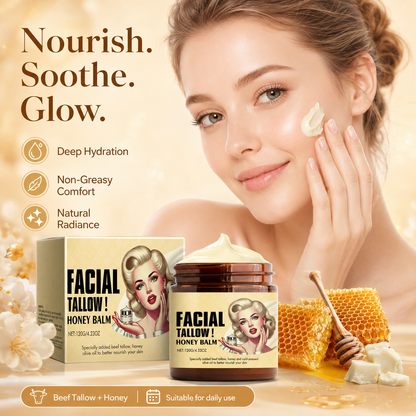 Facial Tallow Honey Balm | Deep Moisturizing Face Balm with Grass-Fed Beef Tallow & Raw Honey | Natural Skin Barrier Repair Cream