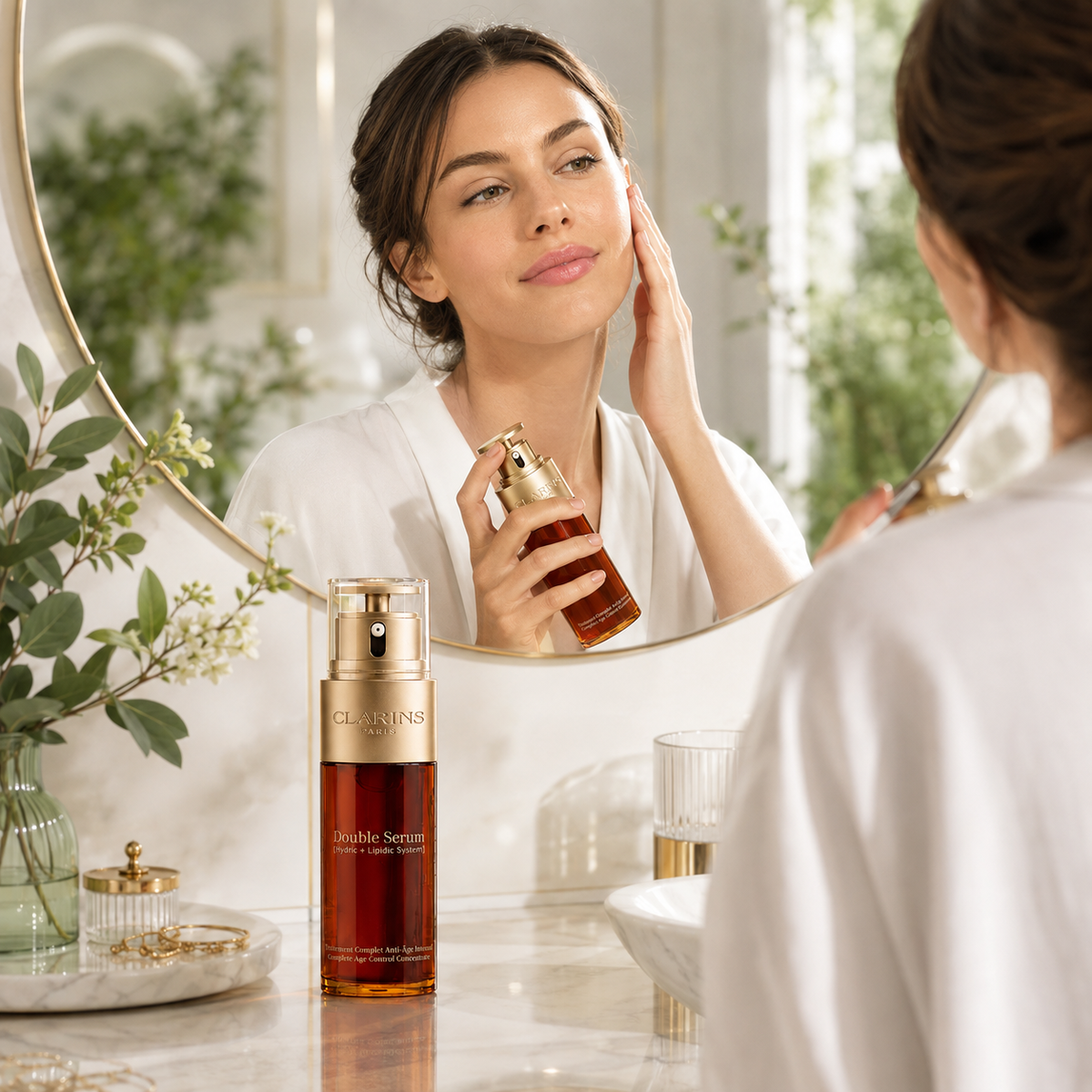 Clarins Paris Age-Defying Double Serum | Anti-Aging Face Serum for Firming, Hydration & Wrinkle Reduction | Youthful Glow Skincare