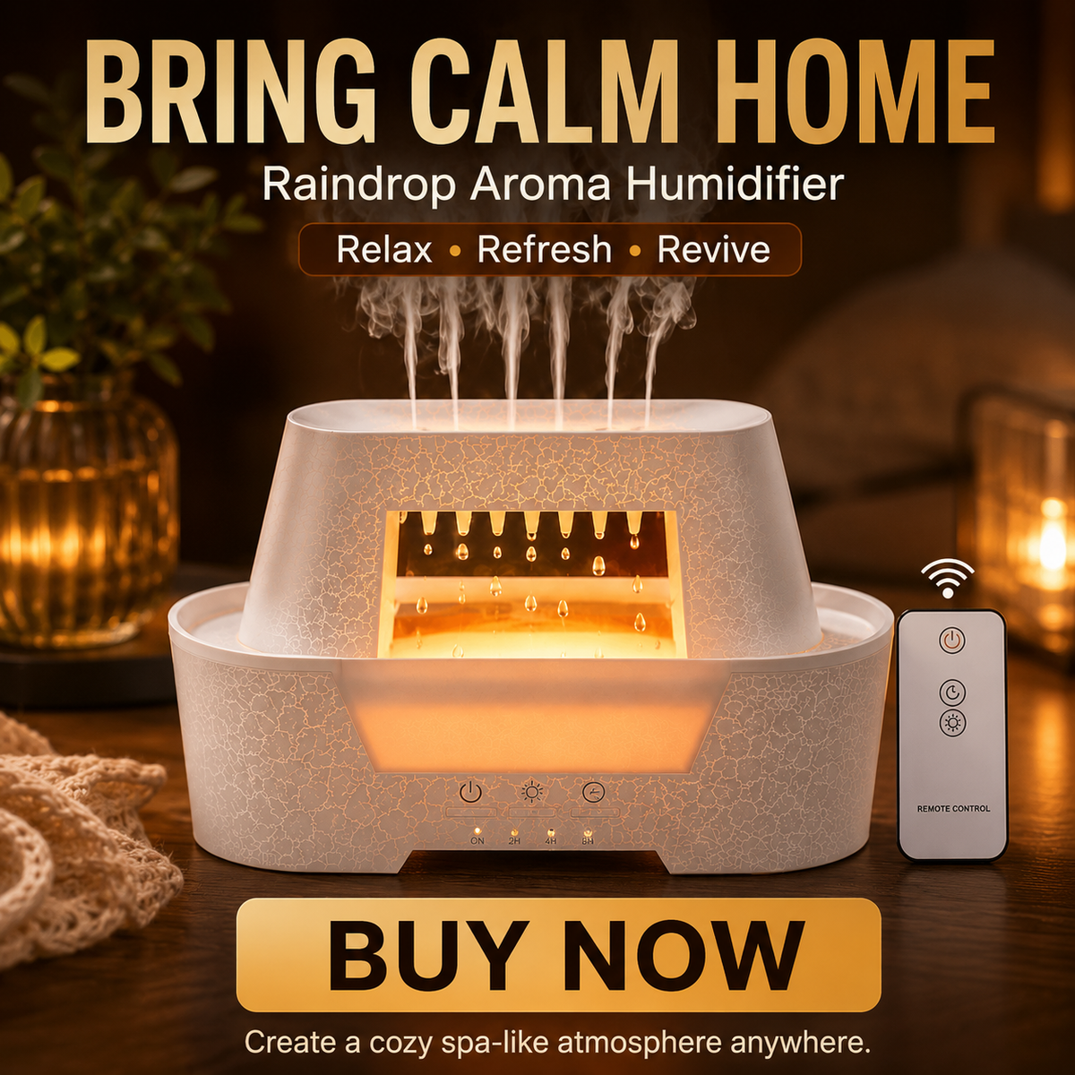 Raindrop Aroma Humidifier | LED Rain Cloud Essential Oil Diffuser & Cool Mist Air Humidifier