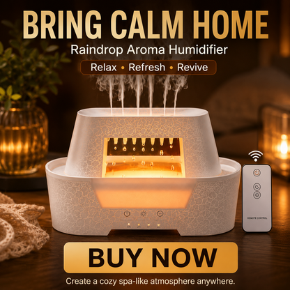 Raindrop Aroma Humidifier | LED Rain Cloud Essential Oil Diffuser & Cool Mist Air Humidifier