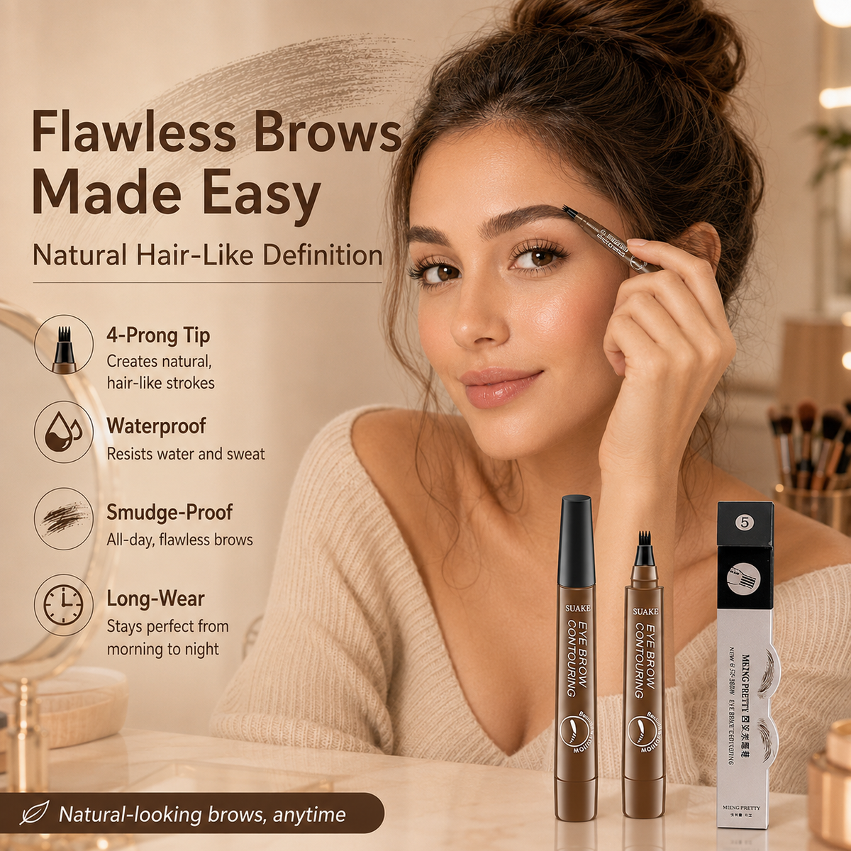 Micro Eyebrow Pencil | Ultra Fine Precision Brow Pencil for Natural-Looking, Waterproof & Long-Lasting Eyebrows