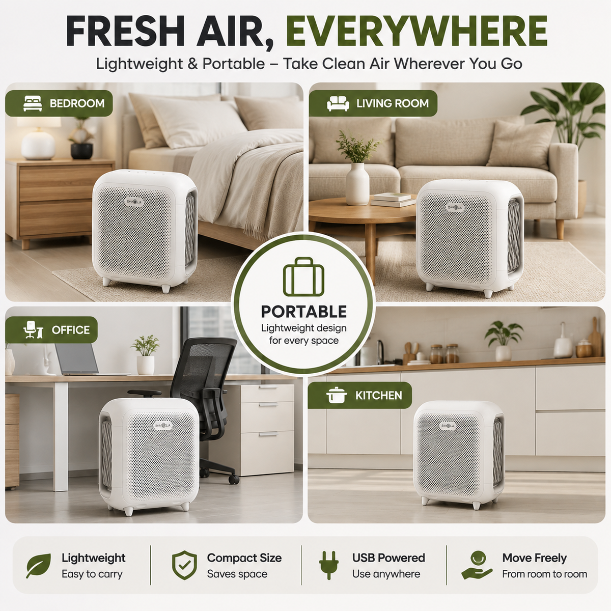 Air Purifier BM-50 | Portable  Air Cleaner for Home, Office & Bedroom