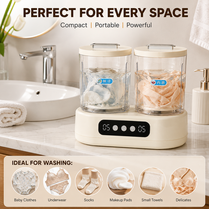 Double-Bucket Mini Washing Machine | Portable Twin Tub Washer & Spin Dryer for Home, Dorm & Travel