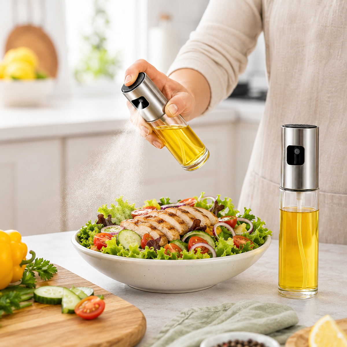 Oil Spray Bottle | Refillable Olive Oil Sprayer for Cooking, BBQ, Air Fryer & Salad