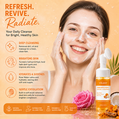 Turmeric Facial Cleanser | Brightening Face Wash for Dark Spots, Acne & Glowing Skin | Gentle Daily Cleanser for All Skin Types