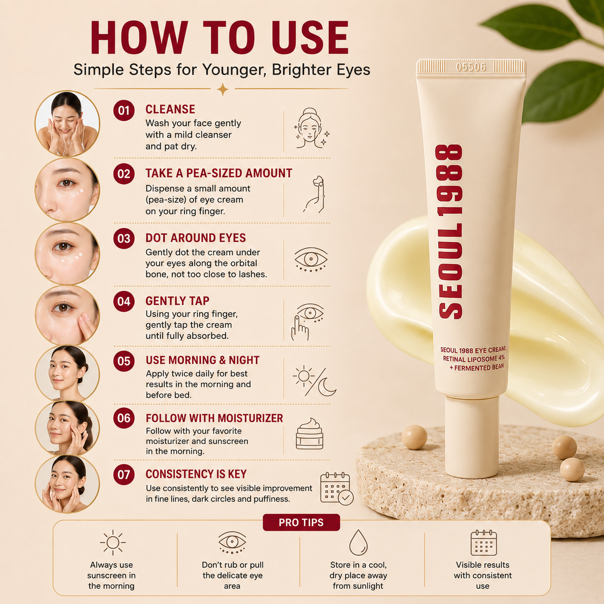 Seoul 1988 Eye Cream | Anti-Aging Korean Eye Cream for Dark Circles, Puffiness & Fine Lines | Hydrating Under Eye Treatment