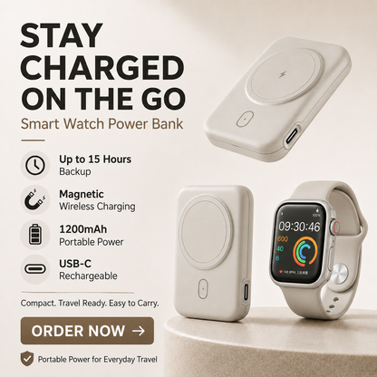 Smart Watch Power Bank | Portable Magnetic Wireless Charger for Apple & Android Smartwatches