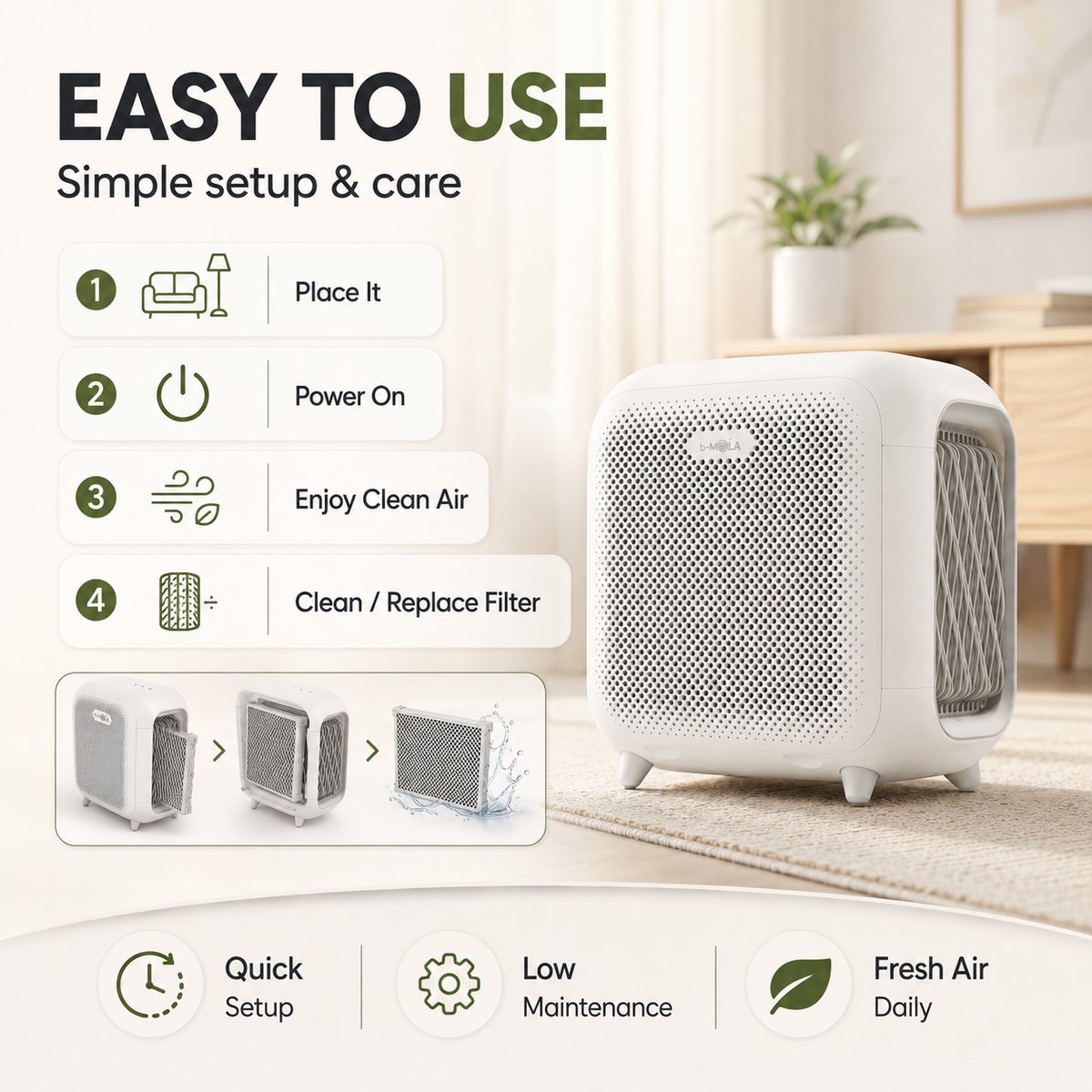 Air Purifier BM-50 | Portable  Air Cleaner for Home, Office & Bedroom